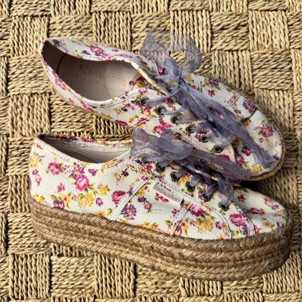 Superga x LoveShackFancy Women's Flowers Rope Espadrille Platform Sneakers